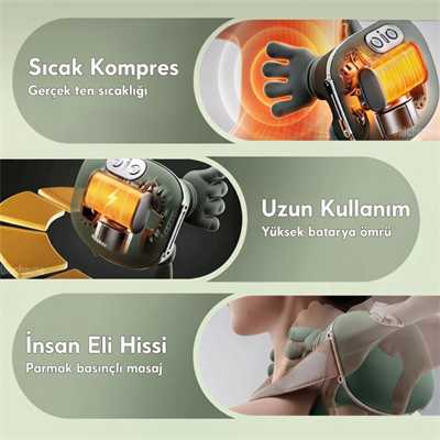 Isıtıcılı Güçlü Masaj Aleti - El Hissiyatı - Şarjlı - 3 Farklı Hız Kademesi
