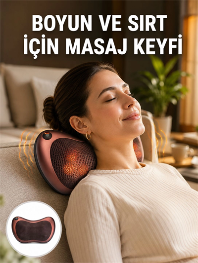Isıtma Özellikli Derin Yoğurma Masaj Yastığı Priz & Çakmak Girişli Yeni Nesil