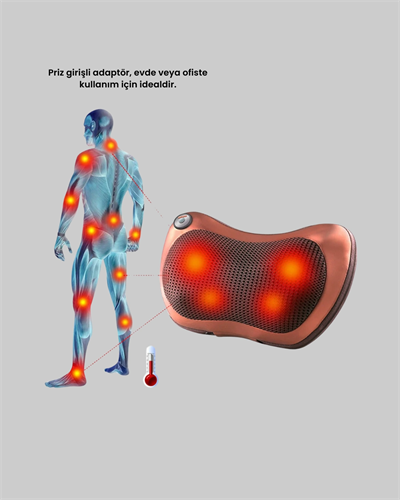 Isıtma Özellikli Derin Yoğurma Masaj Yastığı Priz & Çakmak Girişli