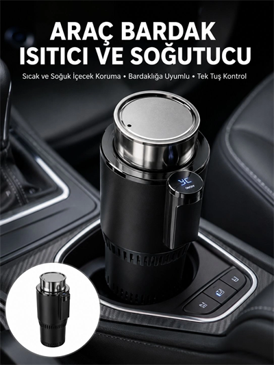 Isıtma Soğutma Özellikli Araç Bardaklığı Çakmak Girişli Akıllı Yeni Nesil