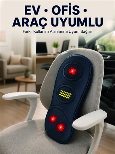 Isıtmalı Bel Masaj Minderi Ev Ofis Araç Uyumlu Titreşimli Destek