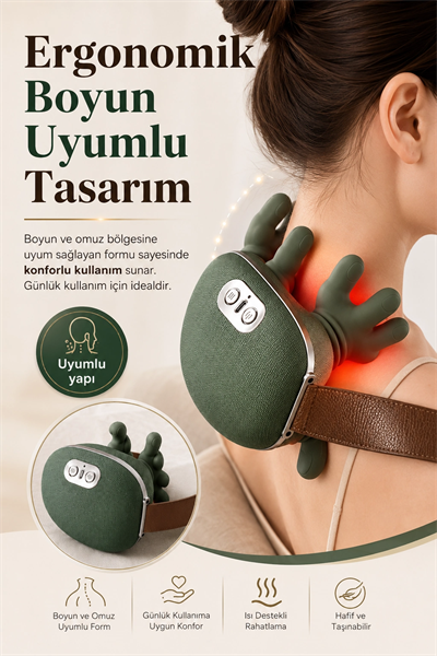 Isıtmalı Boyun Ve Omuz Masaj Aleti Rahatlatıcı Yoğurma Masaj Özellikli Kullanışlı Model