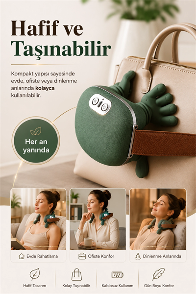 Isıtmalı Boyun Ve Omuz Masaj Aleti Rahatlatıcı Yoğurma Masaj Özellikli Kullanışlı Model