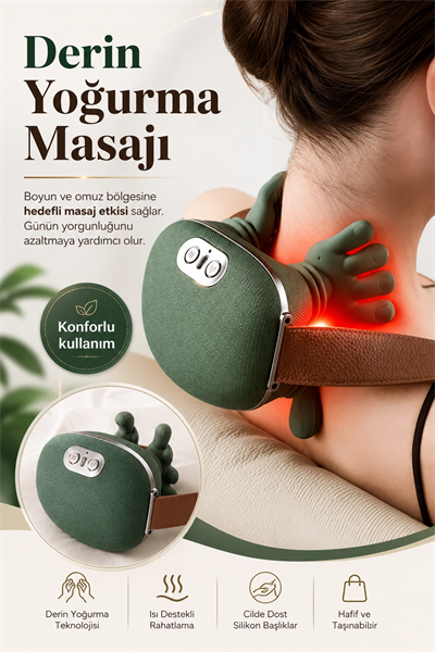 Isıtmalı Boyun Ve Omuz Masaj Aleti Rahatlatıcı Yoğurma Masaj Özellikli Kullanışlı Model