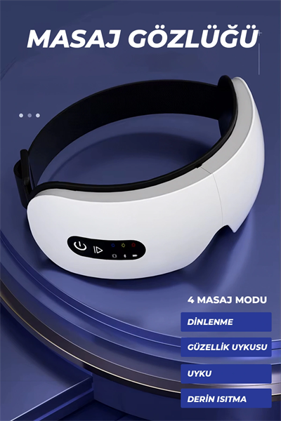 Isıtmalı Titreşimli Masaj Gözlüğü – 44°C Sabit Isı Göz Yorgunluğu Akıllı Göz Masaj Aleti