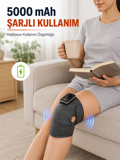 Isıtmalı ve Titreşimli Diz Masaj Aleti Şarjlı Dijital Ekranlı 5000 mAh Masaj Cihazı