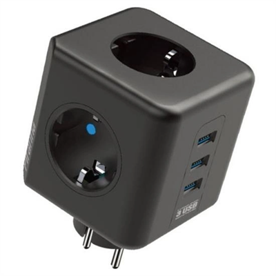 Isıya Dayanıklı Termal Akım Korumalı Ve Çocuk Korumalı 3 Priz Girişli 3 Usb Girişli Küp Priz Bx40
