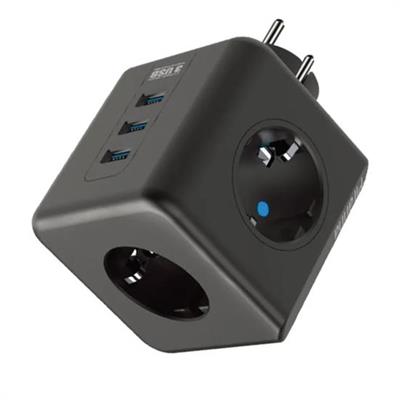 Isıya Dayanıklı Termal Akım Korumalı ve Çocuk Korumalı 3 Priz Girişli 3 USB Girişli Küp Priz (3936)