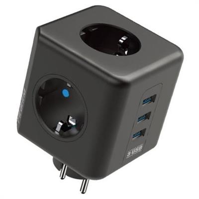 Isıya Dayanıklı Termal Akım Korumalı ve Çocuk Korumalı 3 Priz Girişli 3 USB Girişli Küp Priz (3936)