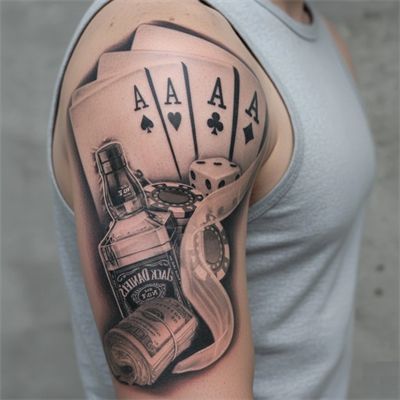 İskambil Dolar Zar Geçici Dövme Şablonu Büyük Boy