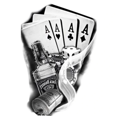 İskambil Dolar Zar Geçici Dövme Şablonu Büyük Boy