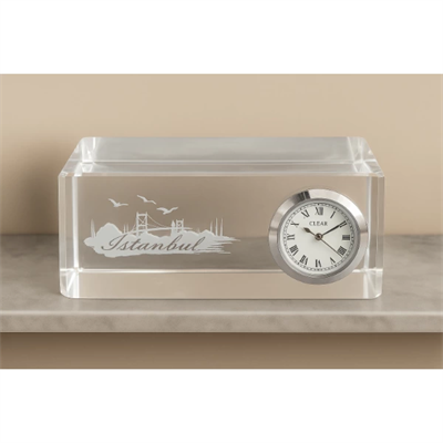 İstanbul Tasarımlı Kristal Saatli Biblo