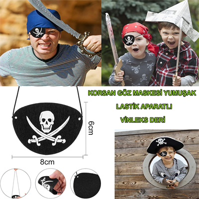 İthal Vinleks Deri Korsan Göz Bandı - Lastikli  Yumuşak