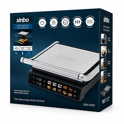 Izgara Ve Tost Makines İ 4 Dilim Yapışmaz Yüzey Dokunmatik Dijital Ekran - 2000w Ssm-2597 Bx40