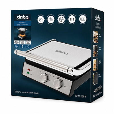 Izgara Ve Tost Makinesi 4 Dilim Yapışmaz Yüzey 2000w Ssm-2598 Bx40