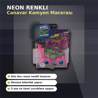 JMV39 Neon Renkli 1:64 Ölçek Canavar Kamyon Monster Trucks Smashers Araç