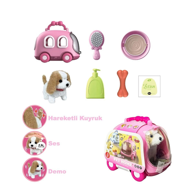 JND-6802 Taşıma Araba Çantalı Hareketli Pilli Köpek Set - Stokta Olan Renk Gönderilir
