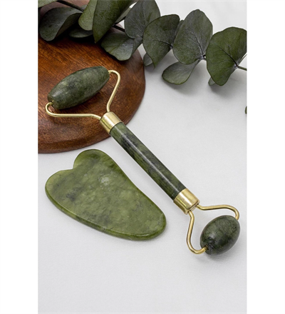 Jade Roller Gua Sha Taşı Seti