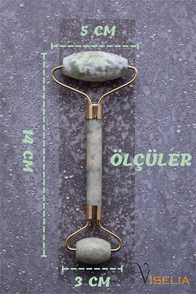 Jade roller yüz masaj aleti çift taraflı yeşim taşı yeşil 2 adet - Hayır Yaşlanma Karşıtı