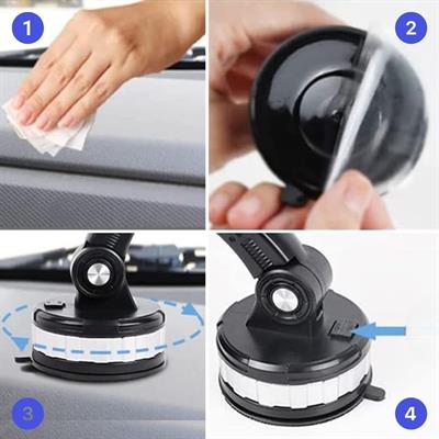 Jel Vantuzlu Cama Takılabilen Güçlü 360 Derece Dönebilen Ayarlanabilir Araç Içi Vantuzlu Telefon Tutucu (3936)