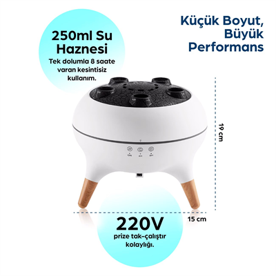 Jellyfish Ultrasonik Hava Nemlendirici – Deniz Anası Tasarımlı, Kumandalı, LED Işıklı ve Sese Duyarlı Ritim Modlu Buhar Makinesi