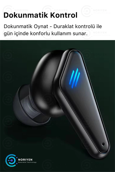 K55 Tws Pro Oyuncu Kulaklığı 3D Stereo Ses Extra Bass Işıklı Mikrofonlu Bluetooth Kablosuz Kulaklık