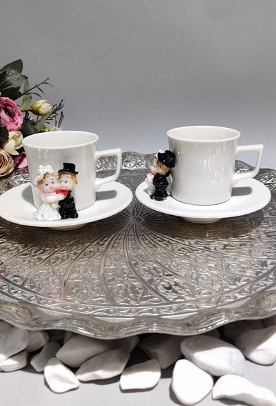 KİRLİNOVA® GELİN DAMAT 2Lİ PORSELEN FİNCAN TAKIMI