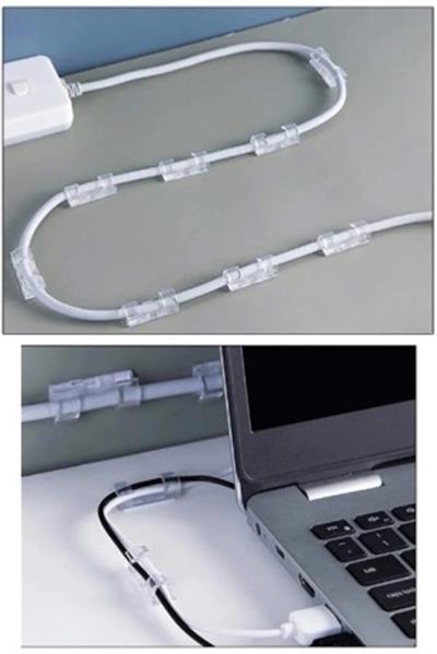 Kablo Sabitleyici Klipsler 20 Adet Kablo Düzenleyici Duvar Fayans Cam Kablo Tutucu Yapışkanlı Klips (3936)