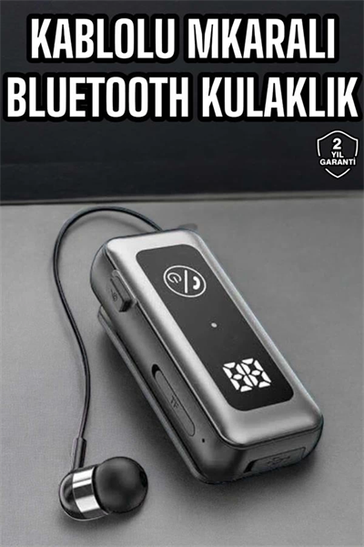 Kablolu Bluetooth Kulaklık Kulak İçi Stereo Mikrofonlu Dijital Göstergeli