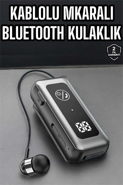 Kablolu Bluetooth Kulaklık Kulak İçi Stereo Mikrofonlu Dijital Göstergeli