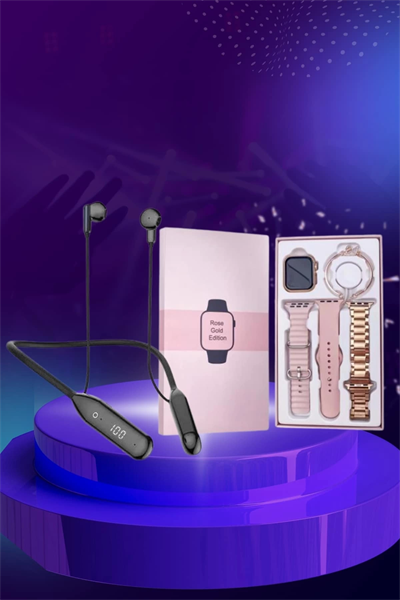 Kablolu Bluetooth Kulaklık ve Kadınlara Özel Bileklik Hediyeli Yeni Nesil Akıllı Saat 3 Kordonlu