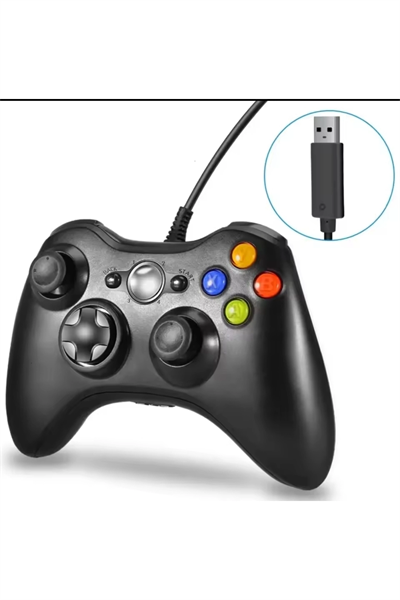 Kablolu joystick siyah Xbox 360 uyumlu hızlı şarj destekli bluetoothsuz garantisiz