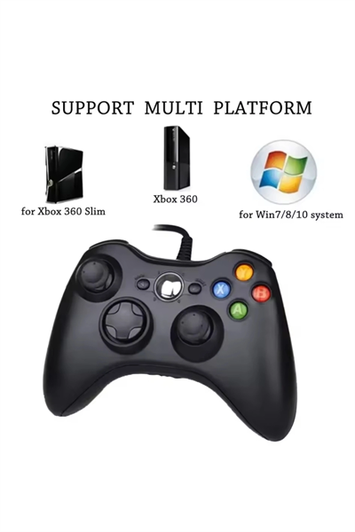 Kablolu joystick siyah Xbox 360 uyumlu hızlı şarj destekli bluetoothsuz garantisiz