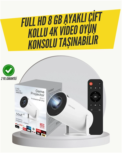 Kablosuz 4K Projeksiyon – Wi‑Fi 6 & Bluetooth 5.0 ile Oyun ve Uygulama Merkezli