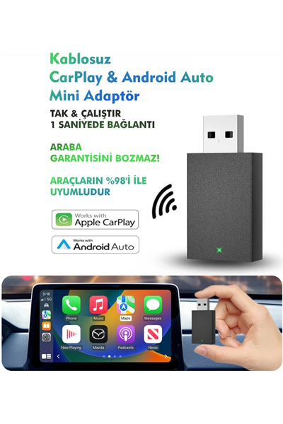 Kablosuz Android Auto/Car Play USB Dongle Cihazı