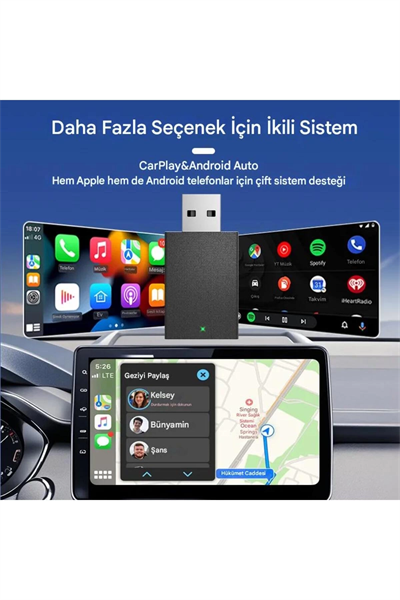 Kablosuz Android Auto/Car Play USB Dongle Cihazı