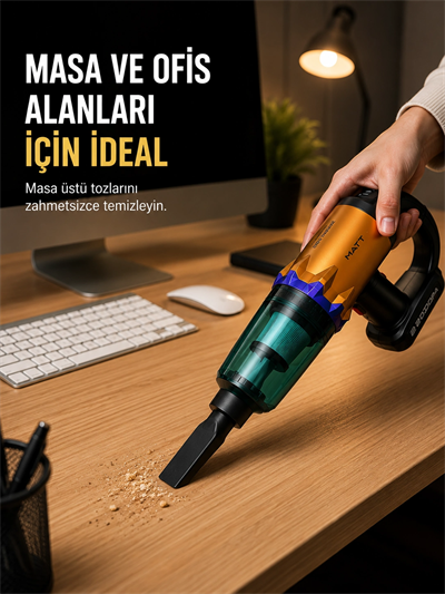 Kablosuz Araç Süpürgesi Yıkanabilir Filtreli Taşınabilir El Tipi Süpürge