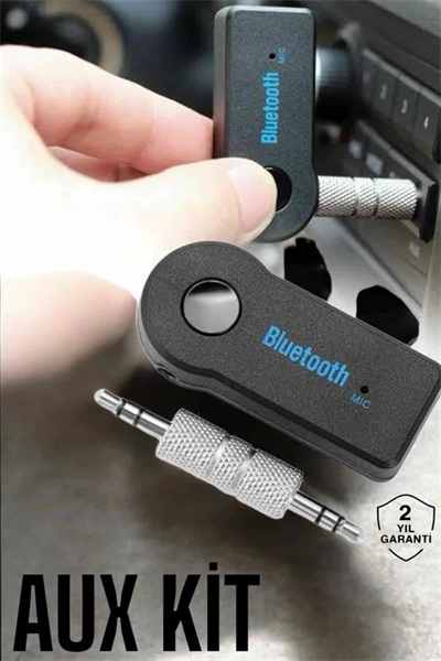 Kablosuz Bluetooth Aux Araç Kiti Siyah Hafıza Kartlı