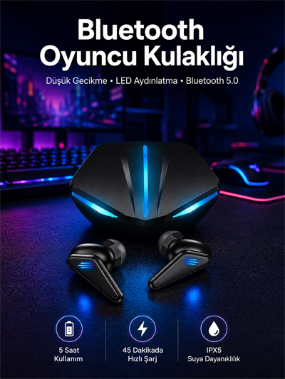 Kablosuz Bluetooth Bağlantılı Kulaklık ve Dokunmatik Ekran Akıllı Saat Arama Cevaplama