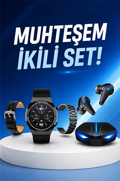 Kablosuz Bluetooth Bağlantılı Kulaklık ve Dokunmatik Ekran Akıllı Saat Arama Cevaplama