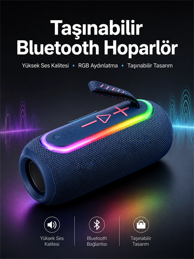 Kablosuz Bluetooth Hoparlör Uzun Pil Ömrü Taşınabilir