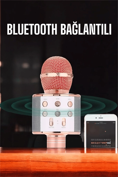 Kablosuz Bluetooth Karaoke Mikrofon USB ve AUX Girişli, Yüksek Ses Kalitesi