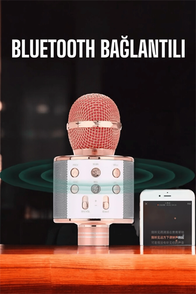 Kablosuz Bluetooth Karaoke Mikrofon USB ve AUX Girişli, Yüksek Ses Kalitesi