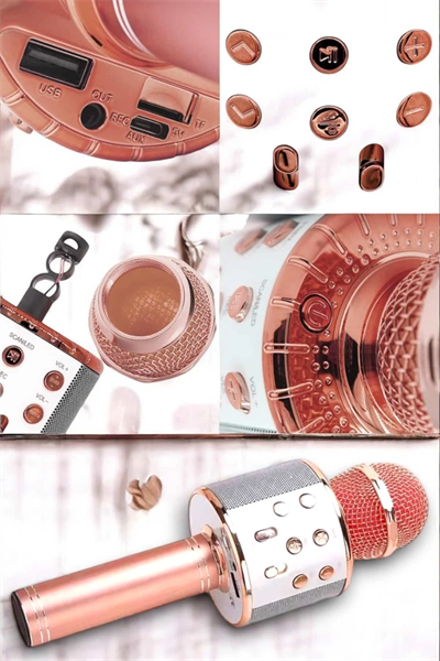 Kablosuz Bluetooth Karaoke Mikrofon USB ve AUX Girişli, Yüksek Ses Kalitesi