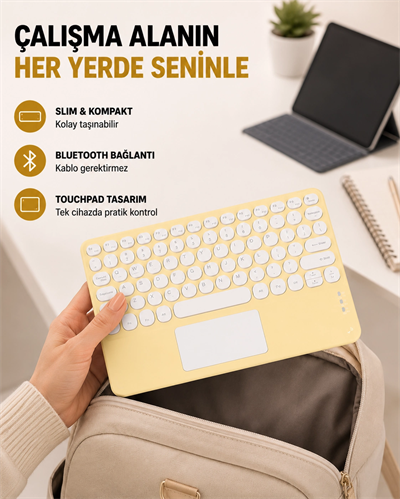 Kablosuz Bluetooth Klavye – Slim Taşınabilir Tasarım