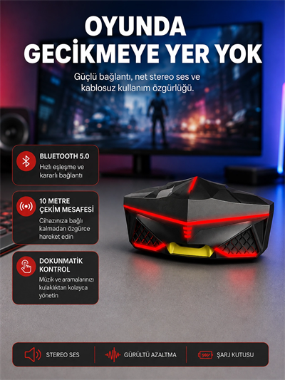 Kablosuz Bluetooth Kulaklık 5.0 Dokunmatik Kontrol Gürültü Engelleme