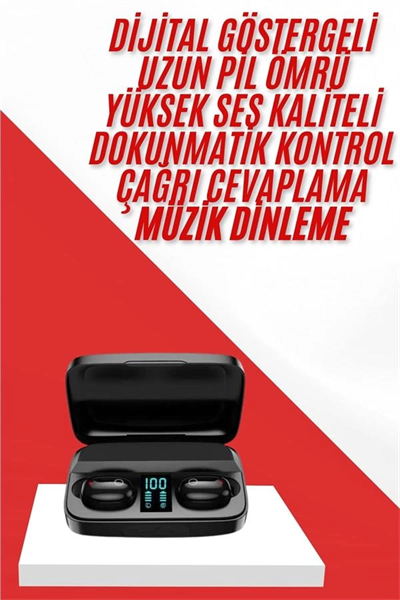 Kablosuz Bluetooth Kulaklık Android ve İOS Uyumlu Led Göstergeli Powerbankli