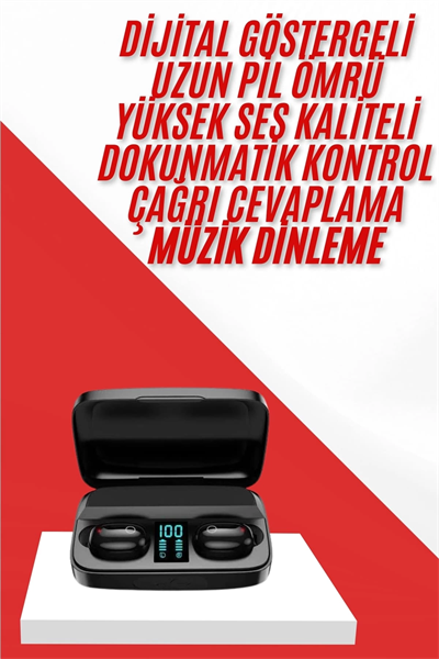 Kablosuz Bluetooth Kulaklık Android ve İOS Uyumlu Led Göstergeli Powerbankli