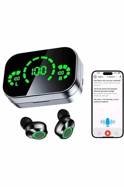 Kablosuz Bluetooth Kulaklık Çift Telefon Destekli Powerbankli Dijital Göstergeli