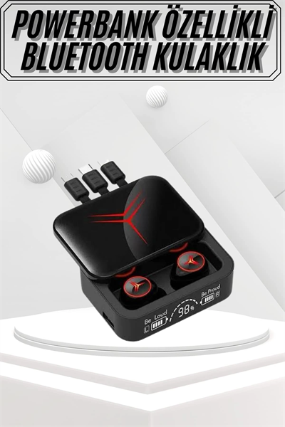 Kablosuz Bluetooth Kulaklık Powerbank Özellikli Göstergeli Hd Mikrofon